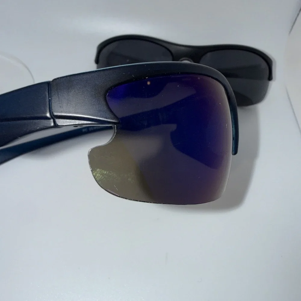 2 pairs Piranha Authentic Polarized Sport Sunglasses UV400 Black & Blue Wrapped